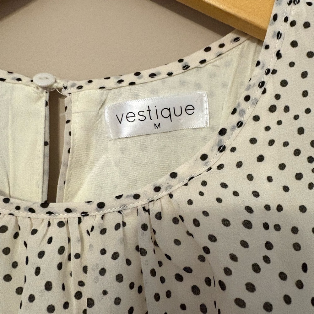 Vestique Women's M Polka Dot Ruffle Knee Length Dress Multicolor Casual - Picture 3 of 4